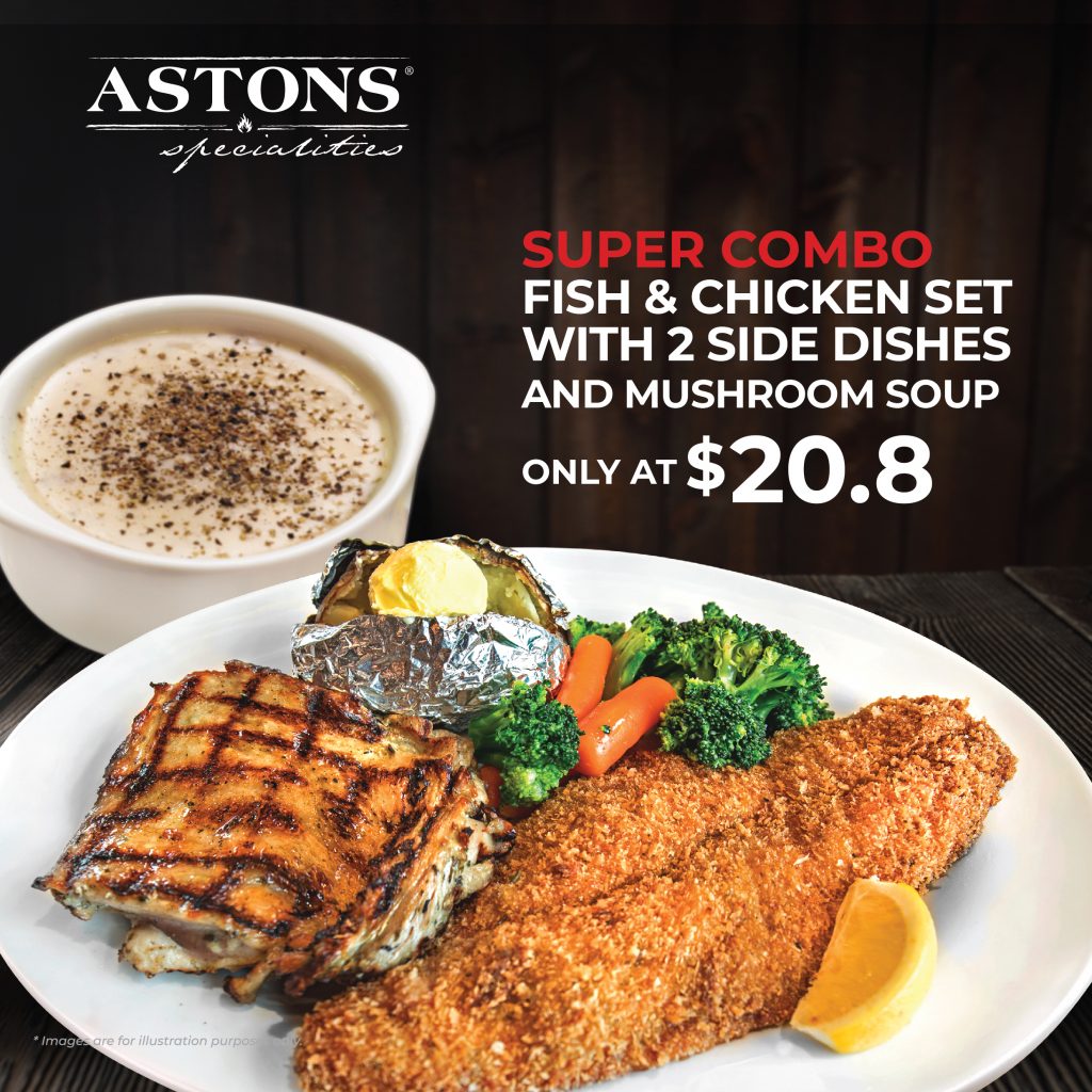 ASTONS Specialities Super Combo Fish and Chicken with mushroom soup